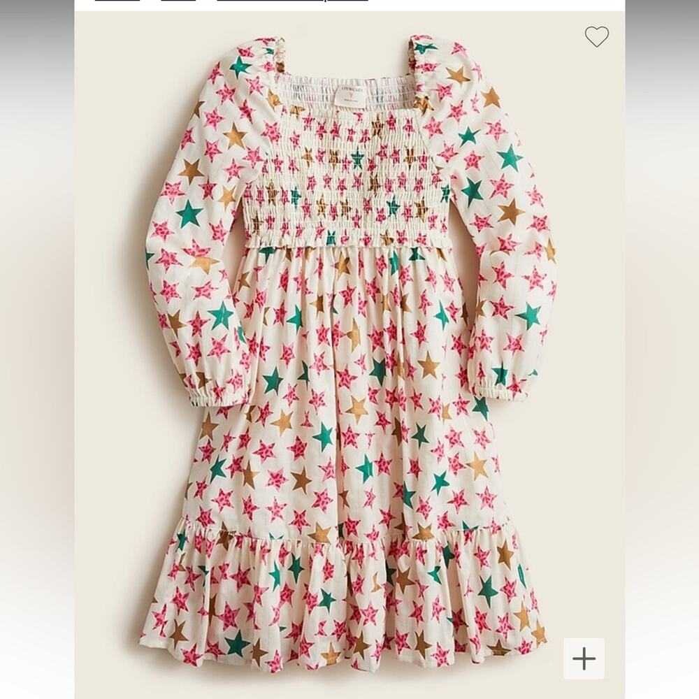 J Crew Crew Cuts Girls' long puff-sleeve dress in sparkle stars Size 8